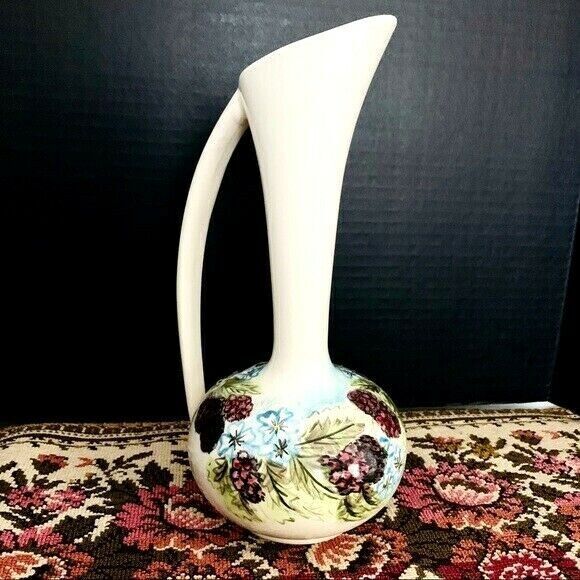 VTG Hand Painted Floral Pitcher Vase on the Cramer Mold MCM - Picture 5 of 10